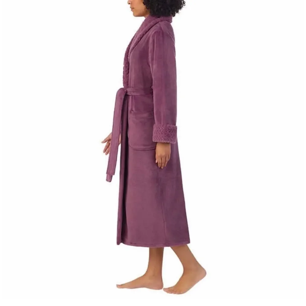 New! CAROLE HOCHMAN Plush Robe Purple (Berry) Sz Small 6-8 Pockets Soft NWT - Picture 4 of 13